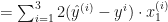 = \sum_{i=1}^3 2(\hat{y}^{(i)}-y^i)\cdot x_1^{(i)} 