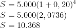\\S=5.000(1+0,20)^4\\S=5.000(2,0736)\\S=10.368