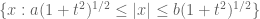 \{x: a(1 + t^2)^{1/2} \leq |x| \leq b(1 + t^2)^{1/2}\}