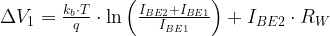 \Delta {{V}_{1}}=\frac{{{k}_{b}}\cdot T}{q}\cdot \ln \left( \frac{{{I}_{BE2}}+{{I}_{BE1}}}{{{I}_{BE1}}} \right)+{{I}_{BE2}}\cdot {{R}_{W}}