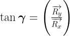 \Large{ \tan \boldsymbol{\gamma} = \Bigg(\frac{\overrightarrow{R _y}}{\overrightarrow{R _x}} \Bigg)}