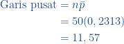 \begin{aligned}  \text{Garis pusat} &=\displaystyle n\bar{p} \\&= 50(0,2313) \\&=11,57  \end{aligned}  