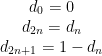 \begin{matrix} d_0=0 \\ d_{2n}=d_n \\ d_{2n+1}=1-d_n \end{matrix}