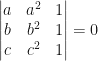 \begin{vmatrix} a & a^2 & 1 \\ b & b^2 & 1\\ c & c^2 & 1   \end{vmatrix}  = 0 