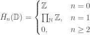\check{H}_n(\mathbb{D})=\begin{cases} \mathbb{Z} & n=0 \\ \prod_{\mathbb{N}}\mathbb{Z}, & n=1 \\ 0, & n\geq 2   \end{cases}