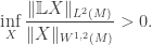 \displaystyle\inf_X \frac{\|\mathbb L X\|_{L^2(M)}}{\|X\|_{W^{1,2}(M)}} >0.