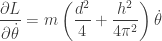 \displaystyle{\frac{\partial L}{\partial \dot \theta} = m \left( \frac{d^2}{4} + \frac{h^2}{4 \pi^2} \right) \dot \theta}