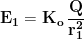 \displaystyle{\mathbf{E_1=K_o\,\frac{Q}{r_1^2}}}