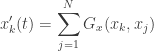 \displaystyle{ x'_k(t) = \sum_{j=1}^N G_x(x_k, x_j) } 