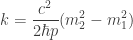 \displaystyle{k = \frac{c^2}{2 \hbar p}  (m_2^2 - m_1^2) }