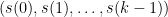 \displaystyle (s(0),s(1),\dots,s(k-1)) 