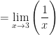 \displaystyle =  \lim \limits_{x \to 3} \Bigg( \frac{ 1 }{x } \Bigg) 