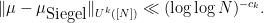 \displaystyle \| \mu - \mu_{\hbox{Siegel}} \|_{U^k([N])} \ll (\log\log N)^{-c_k}.