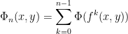 \displaystyle \Phi_n(x,y)=\sum_{k=0}^{n-1}\Phi(f^k(x,y)) 