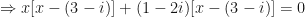 \displaystyle \Rightarrow x[x-(3-i)]+(1-2i)[x-(3-i)] = 0 