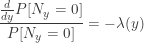 \displaystyle \frac{\frac{d}{dy} P[N_y=0]}{P[N_y=0]}=-\lambda(y)