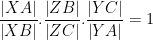\displaystyle \frac{\left| XA \right|}{\left| XB \right|}.\frac{\left| ZB \right|}{\left| ZC \right|}.\frac{\left| YC \right|}{\left| YA \right|}=1
