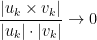 \displaystyle \frac{|u_k\times v_k|}{|u_k|\cdot |v_k|}\rightarrow 0