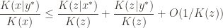\displaystyle \frac{K(x|y^*)}{K(x)} \leq \frac{K(z|x^*)}{K(z)} + \frac{K(z|y^*)}{K(z)} + O(1/K(z))