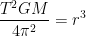 \displaystyle \frac{T^2 GM}{4\pi^2} = r^3 