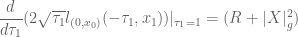 \displaystyle \frac{d}{d\tau_1} ( 2\sqrt{\tau_1} l_{(0,x_0)}(-\tau_1,x_1) )|_{\tau_1=1} = (R + |X|_g^2)