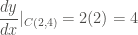\displaystyle \frac{dy}{dx}{|}_{C(2,4)} = 2(2) = 4