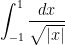 \displaystyle \int_{-1}^{1}\frac{dx}{\sqrt{|x|}}