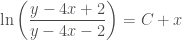 \displaystyle \ln{\left(\frac{y-4x+2}{y-4x-2}\right)} = C + x