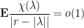 \displaystyle \mathbf E \frac{\chi(\lambda)}{|r - |\lambda||} = o(1)
