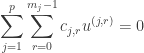 \displaystyle \sum_{j=1}^p\sum_{r=0}^{m_j-1}c_{j,r}u^{(j,r)}=0