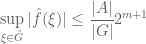 \displaystyle \sup_{\xi \in \hat G} |\hat f(\xi)| \leq \frac{|A|}{|G|} 2^{m+1}