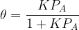 \displaystyle \theta =\frac{{K{{P}_{A}}}}{{1+K{{P}_{A}}}}