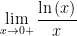 \displaystyle \underset{x\to 0+}{\mathop{\lim }}\,\frac{\ln \left( x \right)}{x}