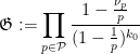 \displaystyle {\mathfrak G} := \prod_{p \in {\mathcal P}} \frac{1-\frac{\nu_p}{p}}{(1-\frac{1}{p})^{k_0}}