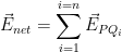 \displaystyle {{{\vec{E}}}_{net}}=\sum\limits_{i=1}^{i=n}{{{{\vec{E}}}_{P{{Q}_{i}}}}}