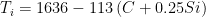 \displaystyle {{T}_{i}}=1636-113\left( {C+0.25Si} \right)