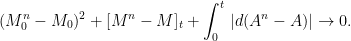 \displaystyle  (M^n_0-M_0)^2+[M^n-M]_t+\int_0^t\,\vert d(A^n-A)\vert\rightarrow 0. 