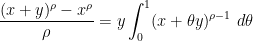 \displaystyle  \frac{(x+y)^\rho - x^\rho}{\rho} = y\int_0^1 (x+\theta y)^{\rho-1}\ d\theta