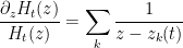 \displaystyle  \frac{\partial_z H_t(z)}{H_t(z)} = \sum_k \frac{1}{z-z_k(t)}