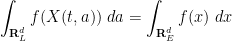 \displaystyle  \int_{{\bf R}^d_L} f( X(t,a) )\ da = \int_{{\bf R}^d_E} f(x)\ dx