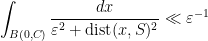 \displaystyle  \int_{B(0,C)} \frac{dx}{\varepsilon^2 + \mathrm{dist}(x,S)^2} \ll \varepsilon^{-1}