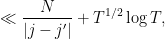 \displaystyle  \ll \frac{N}{|j-j'|} + T^{1/2} \log T,
