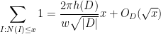 \displaystyle  \sum_{I: N(I) \leq x} 1 = \frac{2\pi h(D)}{w \sqrt{|D|}} x + O_D( \sqrt{x} ) 