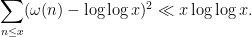 \displaystyle  \sum_{n \leq x} (\omega(n) - \log \log x)^2 \ll x \log\log x.
