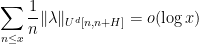 \displaystyle  \sum_{n \leq x} \frac{1}{n} \| \lambda \|_{U^d[n, n+H]} = o( \log x )