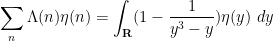 \displaystyle  \sum_n \Lambda(n) \eta(n) = \int_{\bf R} (1 - \frac{1}{y^3-y}) \eta(y)\ dy 
