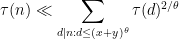 \displaystyle  \tau(n) \ll \sum_{d|n: d \leq (x+y)^\theta} \tau(d)^{2/\theta}
