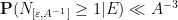 \displaystyle  {\bf P} ( N_{[\varepsilon,A^{-1}]} \geq 1 | E ) \ll A^{-3} 