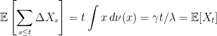\displaystyle  {\mathbb E}\left[\sum_{s\le t}\Delta X_s\right]=t\int x\,d\nu(x)=\gamma t/\lambda = {\mathbb E}[X_t] 