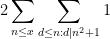 \displaystyle  2 \sum_{n \leq x} \sum_{d \leq n: d | n^2+1} 1